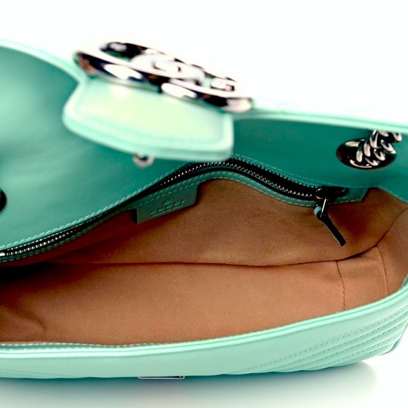 Rare & Limited Edition Gucci Marmont Small GG Matelassé Pastel Green Calfskin! - Picture 9 of 16